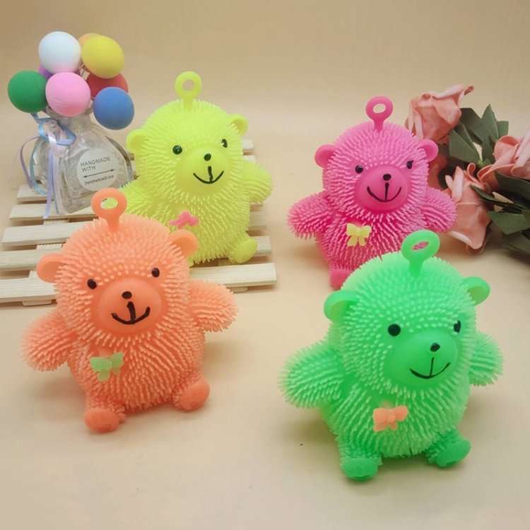 6 PCS Cartoon Light Vent Ball Sitting Bear Hair Flash Ball Flash Stress Ball Toys Bear, Color Random Delivery 6 PCS Cartoon Light Vent Ball Sitting Bear Hair Flash Ball Flash Stress Ball Toys Bear, Color Random Delivery
