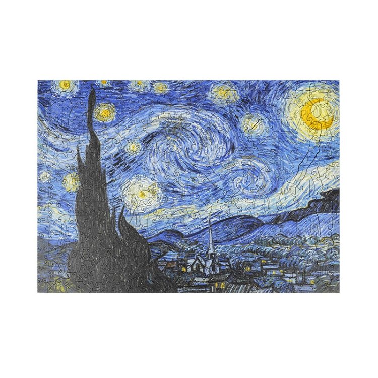 Irregular Wooden Puzzle Adult High Difficulty Creative Gift, The Starry Night Irregular Wooden Puzzle Adult High Difficulty Creative Gift, The Starry Night