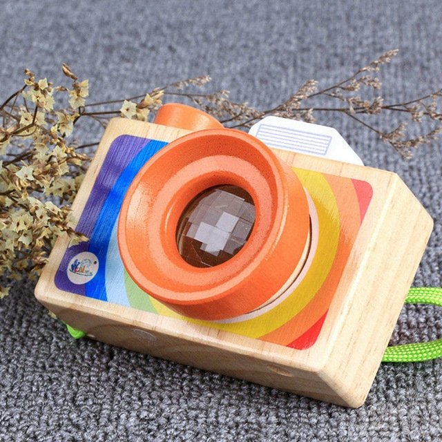 Mini Wooden Cartoon SLR Camera Kaleidoscope Children’s Gift Fun Toy