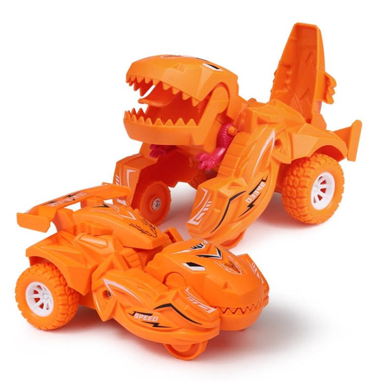 2 PCS Dinosaur Deformation Car Children Inertial Sliding Car Model Toy, Orang…