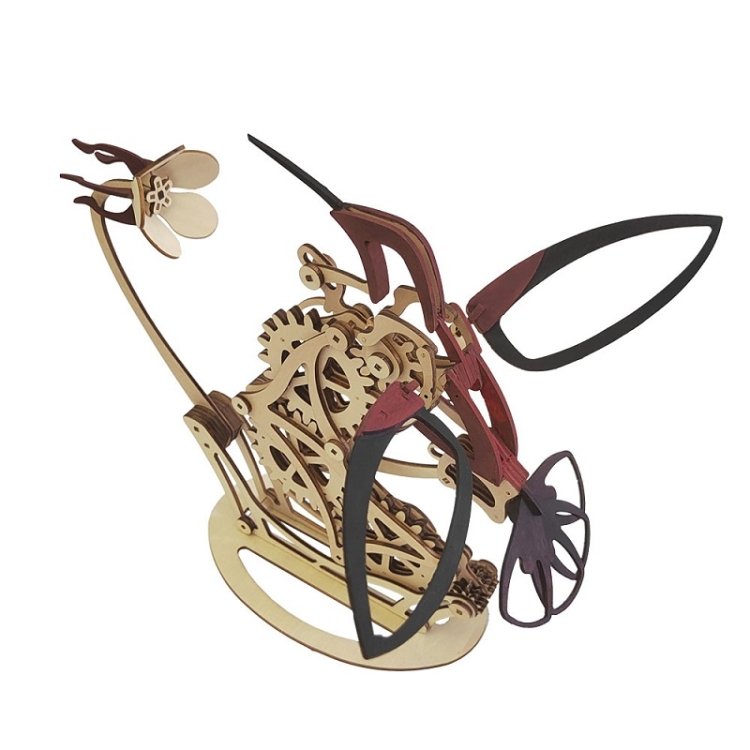 3D Wooden Mechanical Hummingbird Hand-Assembled Puzzle Model, Hummingbird 3D Wooden Mechanical Hummingbird Hand-Assembled Puzzle Model, Hummingbird