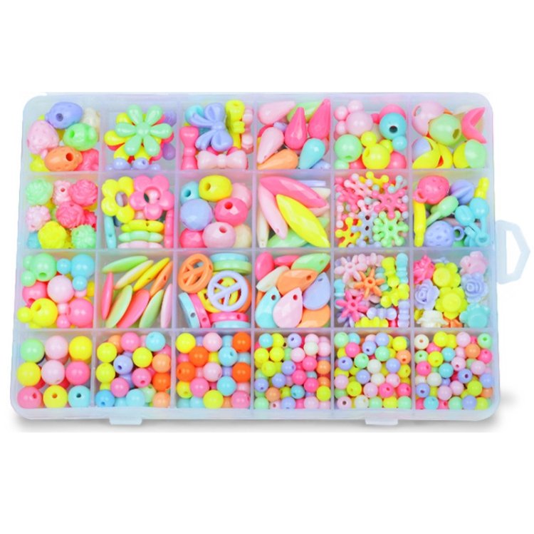 24 Grid Acrylic Beaded Kids DIY Necklace Bracelet Toys 24 Grid Acrylic Beaded Kids DIY Necklace Bracelet Toys