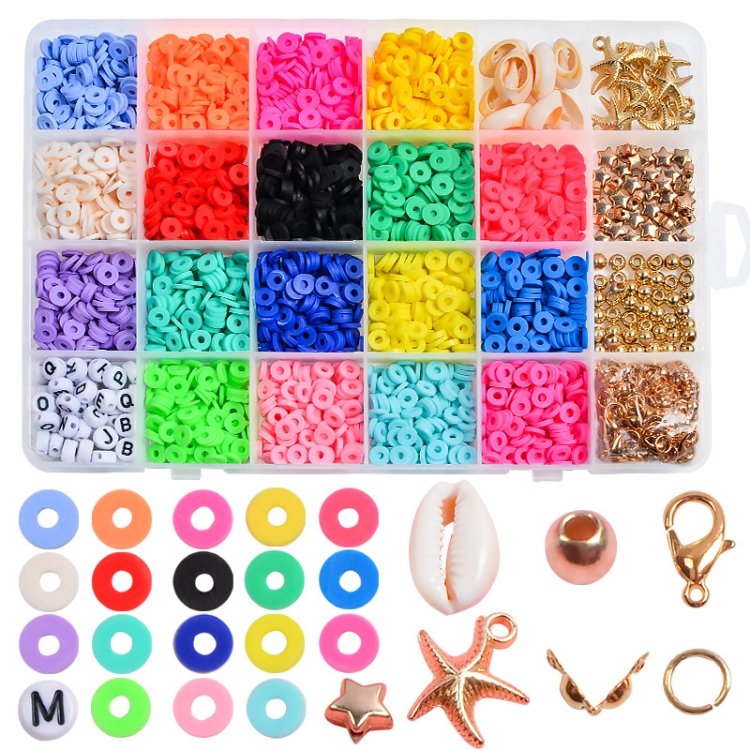 24 Grid 6mm Soft Ceramic Bead Flakes DIY Bracelet Necklace Making Materials 24 Grid 6mm Soft Ceramic Bead Flakes DIY Bracelet Necklace Making Materials