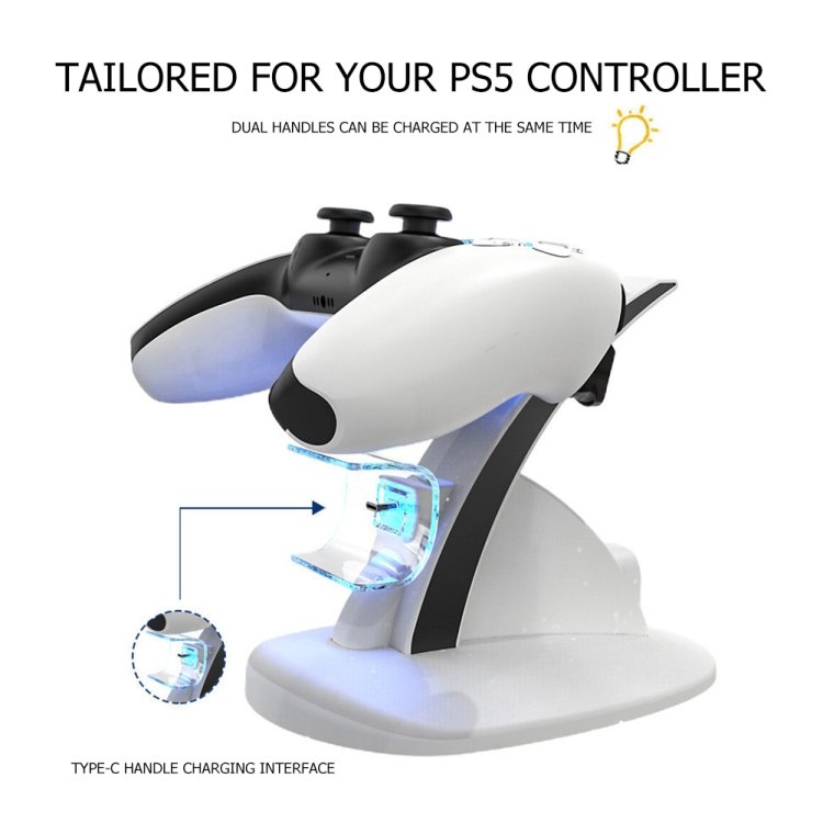 iplay HBP-253 For PS5 Game Wireless Handle Double Charging Base Placement Bracket, HBP-253 (White...