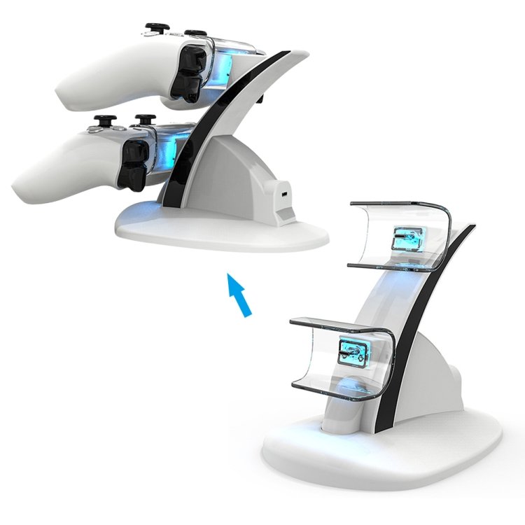 iplay HBP-253 For PS5 Game Wireless Handle Double Charging Base Placement Bracket, HBP-253 (White...