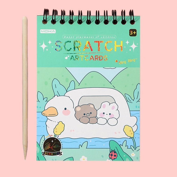 Hand Painted Scratch Paper Colorful Coil Scratchbook With Pen, Haruita Huahua…