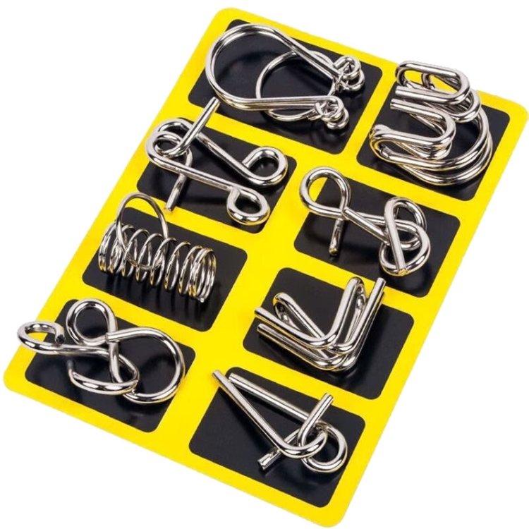 8pcs /Set Intelligence Unlocking Kids Puzzle Nine Links Toys, A Model Yellow… 8pcs /Set Intelligence Unlocking Kids Puzzle Nine Links Toys, A Model Yellow…