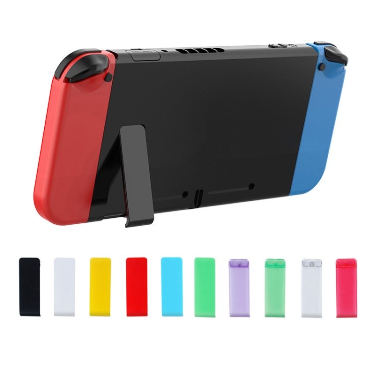 For Nintendo Switch Console 2pcs Replacement Kickstand Back Shell Holder, Transparent White, Blac...