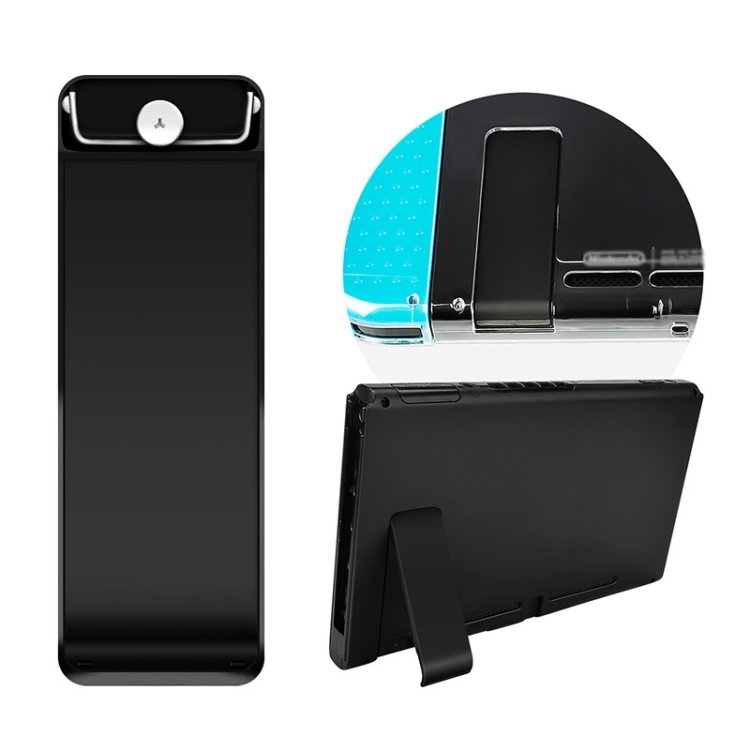 For Nintendo Switch Console 2pcs Replacement Kickstand Back Shell Holder, Transparent White, Blac...