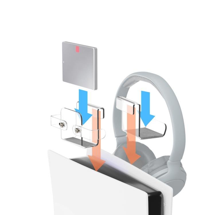 For PS5 Console Acrylic Overhead Hanger Dual Hook for Controller, Headset, and Hard Drive Storage