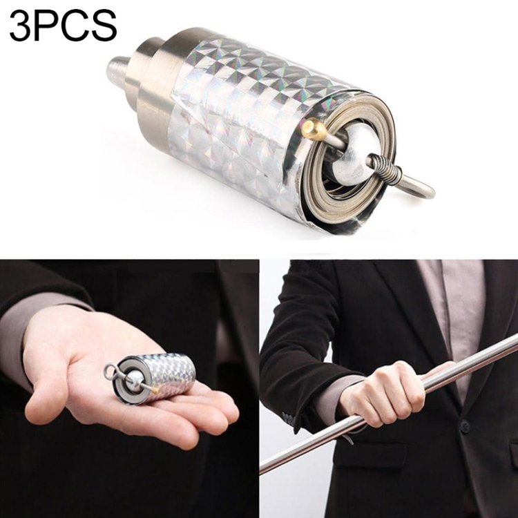 3 PCS 110cm Length Magic Props Stick Silver Metal Elastic Stick 3 PCS 110cm Length Magic Props Stick Silver Metal Elastic Stick