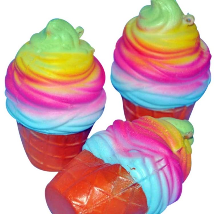 2 PCS rainbow ice cream cone decompression toys with rope 2 PCS rainbow ice cream cone decompression toys with rope