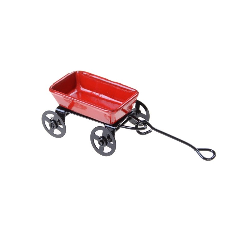 1:12 Mini Cute Dollhouse Miniature Metal Red Small Pulling Cart Garden Furniture Accessorie Toy For Home Decor Gift 1:12 Mini Cute Dollhouse Miniature Metal Red Small Pulling Cart Garden Furniture Accessorie Toy For Home Decor Gift