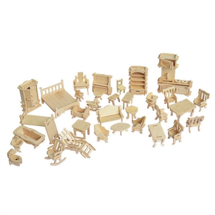 Miniature Doll Furniture 3D Wooden Puzzle DIY Architectural Model Children’s Toys Gifts Miniature Doll Furniture 3D Wooden Puzzle DIY Architectural Model Children’s Toys Gifts