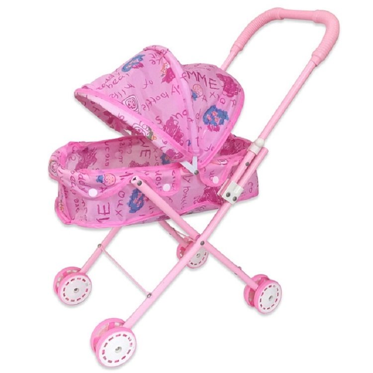 Children Doll House Toys Folded Canopy Iron Stroller Children Doll House Toys Folded Canopy Iron Stroller