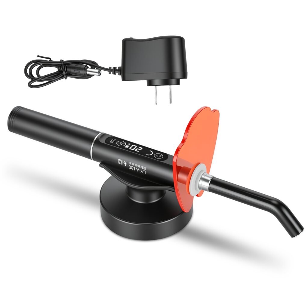 Dental Curing Light with Base Cordless LED Cure Lamp with 4 Modes 18-Level Brightness 5-40S Adjustable Timer LCD Display for Dental Clinics Dentists Dental Curing Light with Base Cordless LED Cure Lamp with 4 Modes 18-Level Brightness 5-40S Adjustable Timer LCD Display for Dental Clinics Dentists