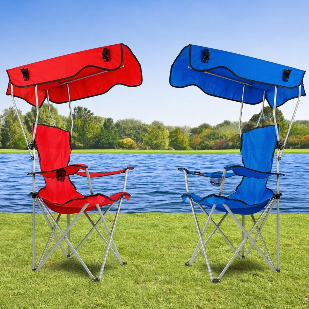 Foldable Beach Canopy Chair Sun Protection Camping Lawn Canopy Chair 330LBS Load Folding Seat w/ Cup Holder For Beach Poolside Travel Picnic Foldable Beach Canopy Chair Sun Protection Camping Lawn Canopy Chair 330LBS Load Folding Seat w/ Cup Holder For Beach Poolside Travel Picnic