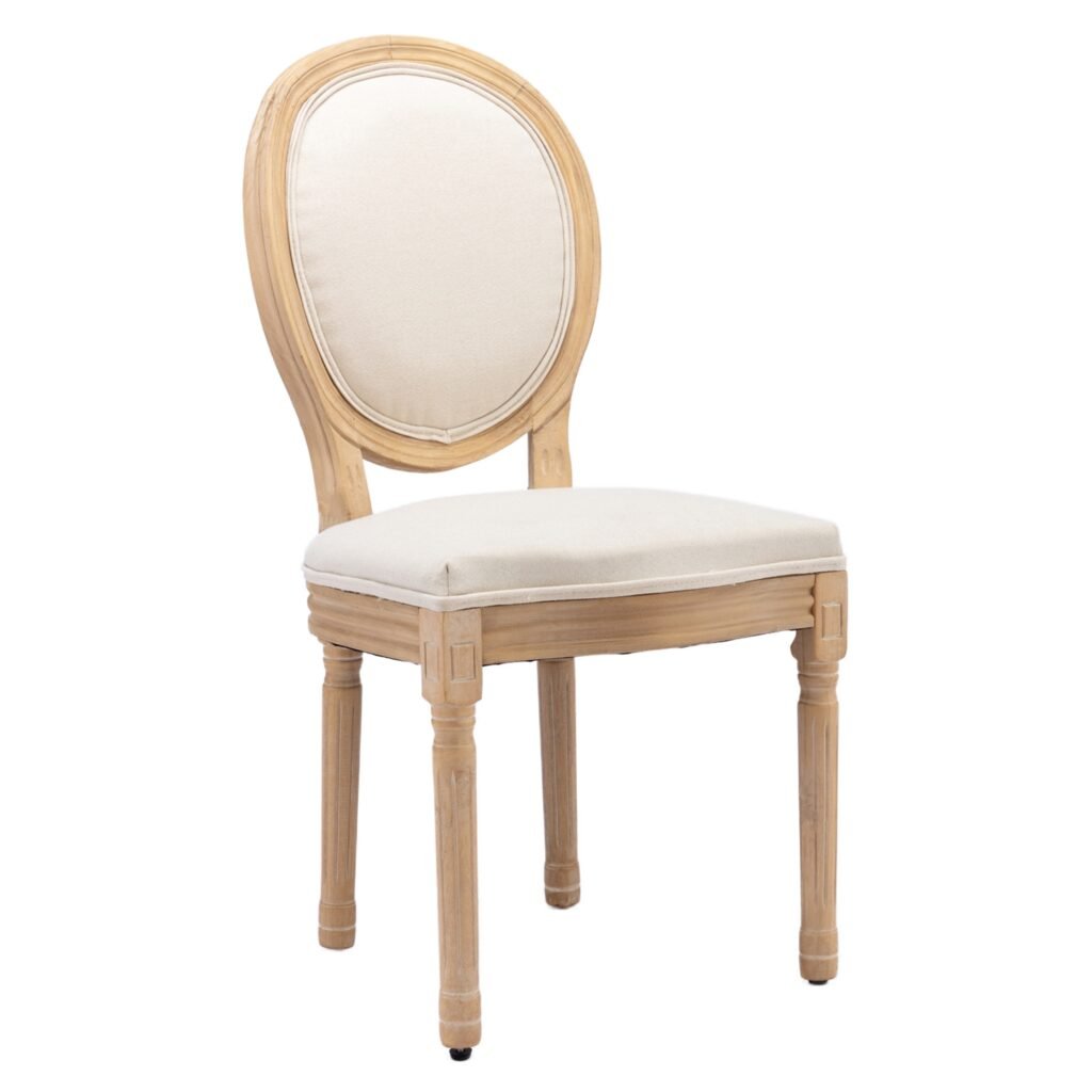 French Style Solid Wood Dining Chairs Set of 2, Elegant Oval Back Kitchen Side Chairs for Dining Room & Living Room French Style Solid Wood Dining Chairs Set of 2, Elegant Oval Back Kitchen Side Chairs for Dining Room & Living Room