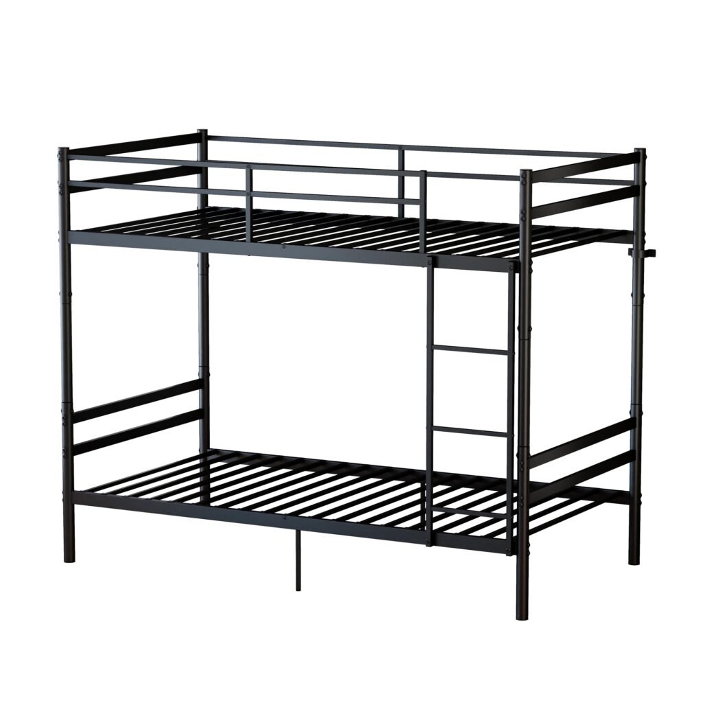 Twin Over Twin Metal Bunk Bed with Ladder and Full-Length Guardrails Convertible into Two Twin Beds Heavy-Duty Iron Bunk Bed Frame No Box Spring Neede Twin Over Twin Metal Bunk Bed with Ladder and Full-Length Guardrails Convertible into Two Twin Beds Heavy-Duty Iron Bunk Bed Frame No Box Spring Neede