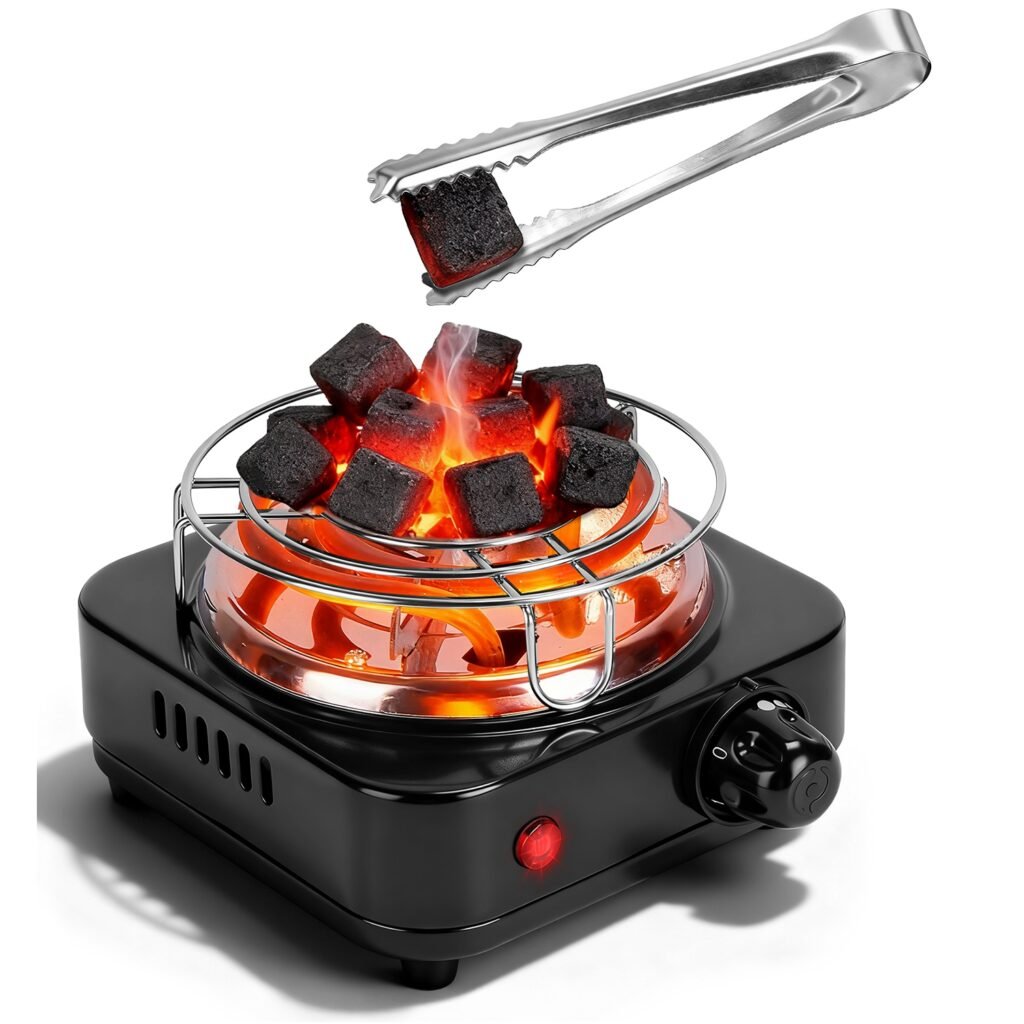 Electric Charcoal Burner 500W Hookah Charcoal Burner Compact Coal Burner for Hooka Cubes Shisha with Grill and Tongs 5 Temperature Gears 338℉-1022℉ Th Electric Charcoal Burner 500W Hookah Charcoal Burner Compact Coal Burner for Hooka Cubes Shisha with Grill and Tongs 5 Temperature Gears 338℉-1022℉ Th