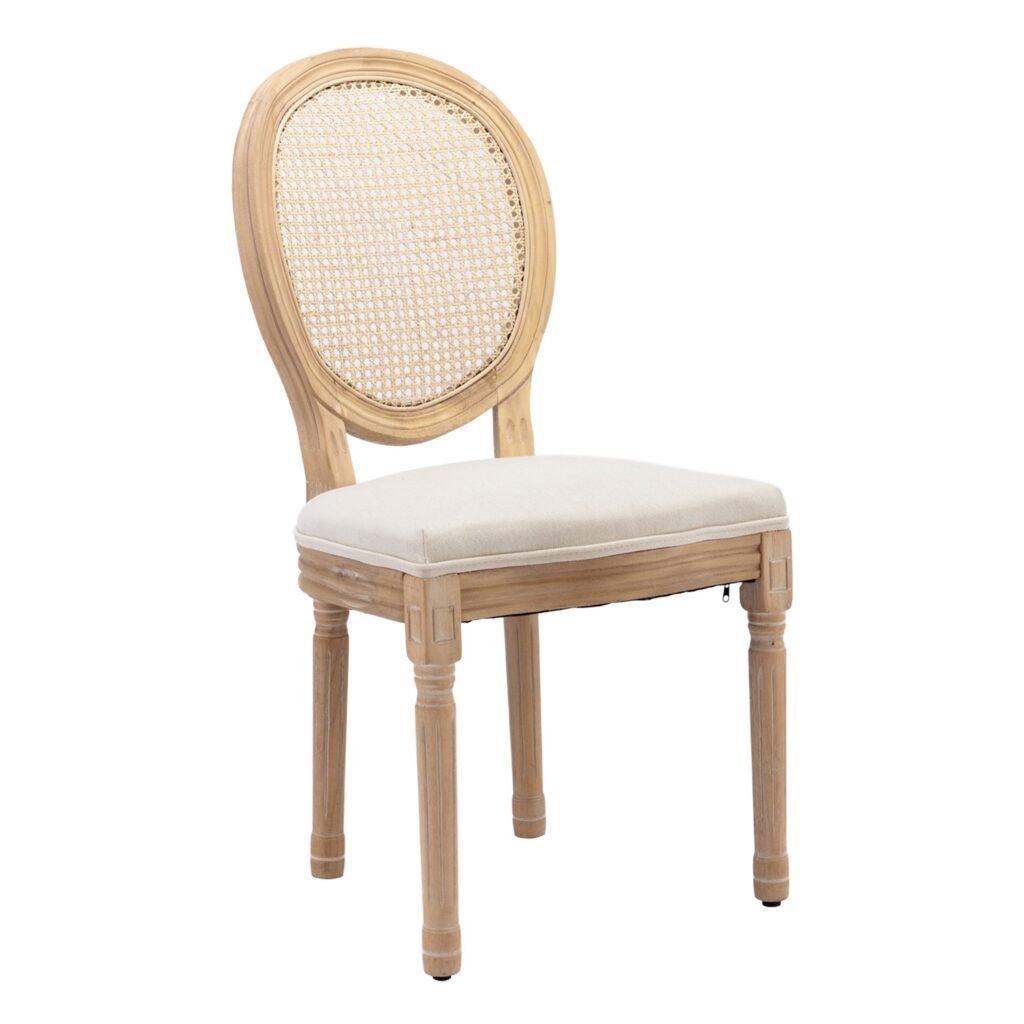 French Style Oval Rattan Back Dining Chairs Set of 2, Solid Wood Kitchen Side Chairs for Dining Room, Living Room & Restaurant French Style Oval Rattan Back Dining Chairs Set of 2, Solid Wood Kitchen Side Chairs for Dining Room, Living Room & Restaurant